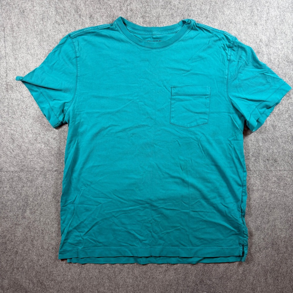 Banana Republic Mens Authentic Tee Pocket T Shirt Large Teal Supima Cotton